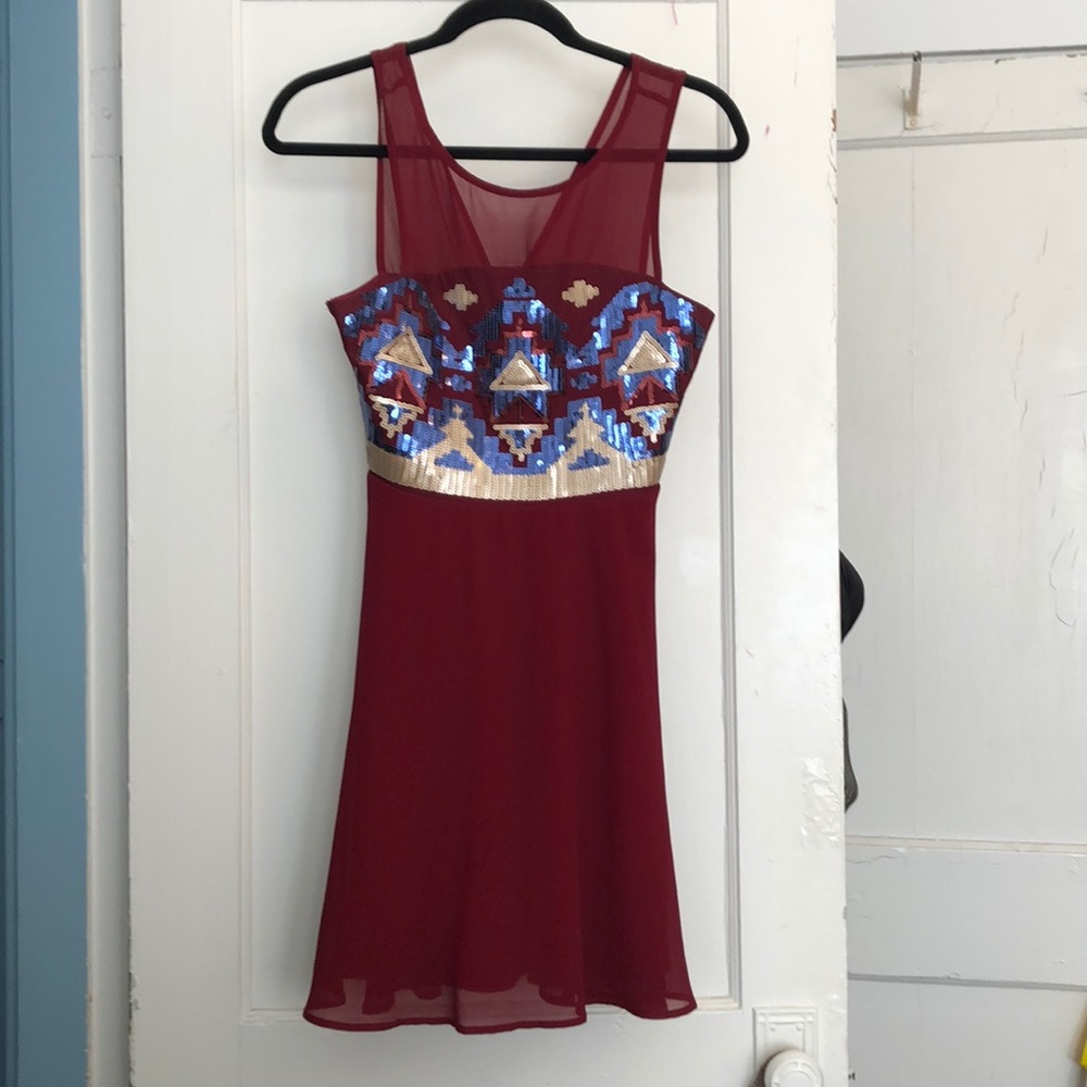 Sequined top mini dress
